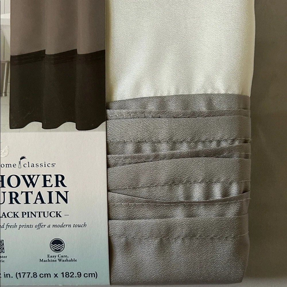 Home Classics Black Pintuck 4 Layer 100% Polyester Easy Care Shower Curtain